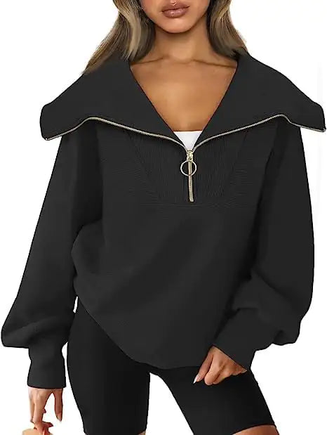 Women's Plus Size Half Zip Pullover Sweater