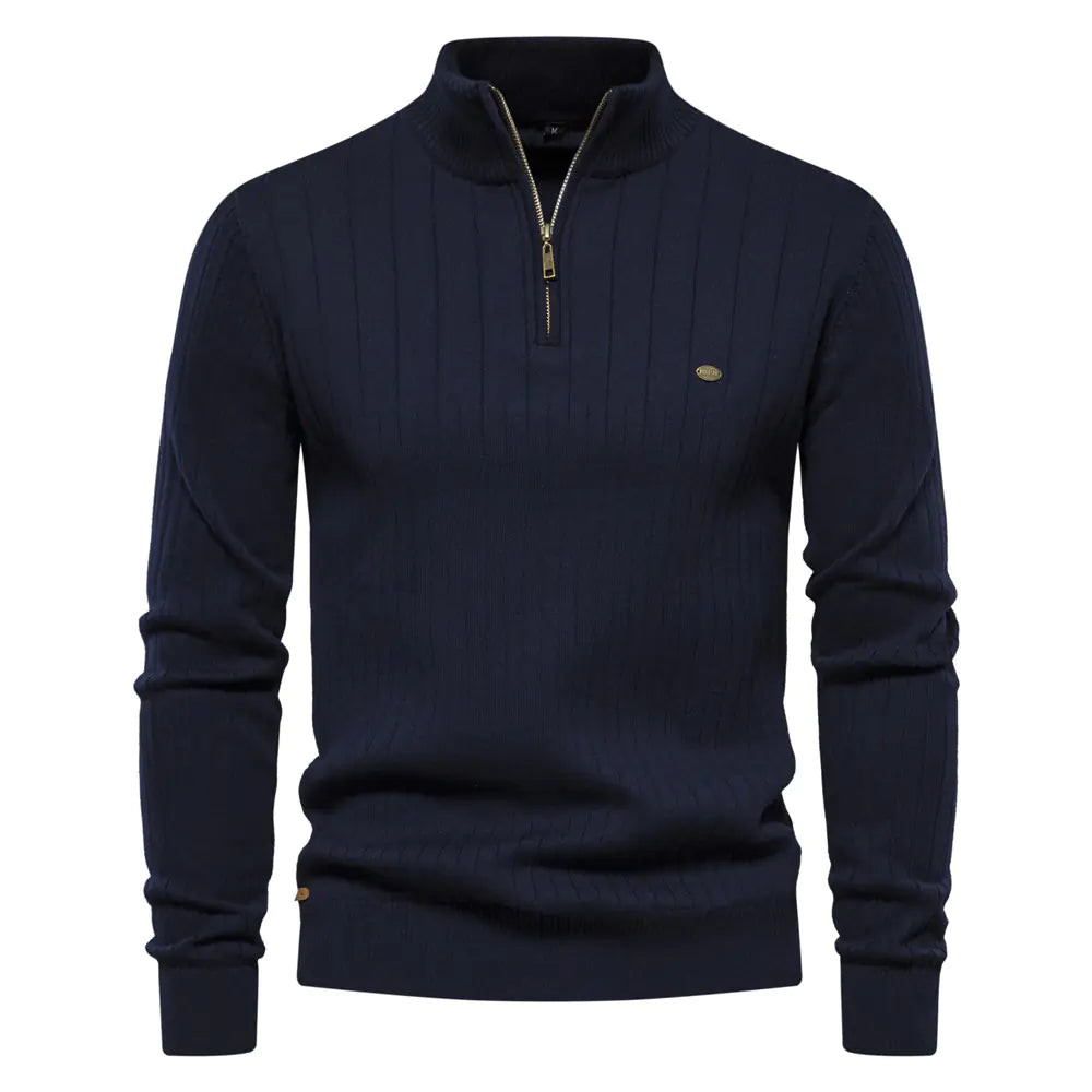 Pull Alto Cuello avec Cremalera Media pour homme en couleur unie