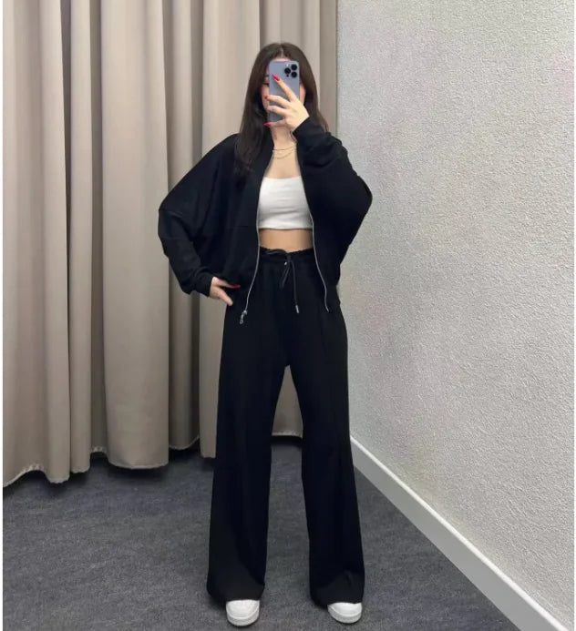 Conjunto de Suéter y Pantalones UrbanEase con Cierre Frontal