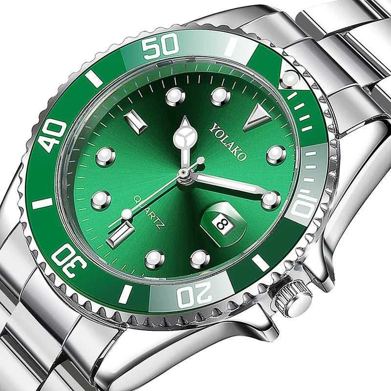 Montres étanches en acier inoxydable argenté pour hommes