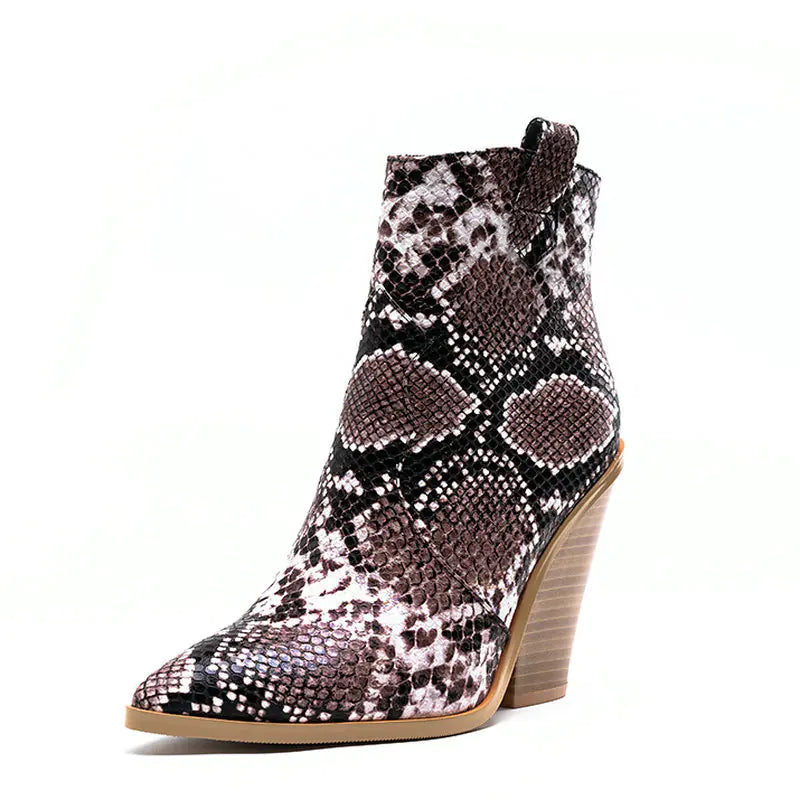 Botas de Algodón con Estampado de Serpiente para Damas