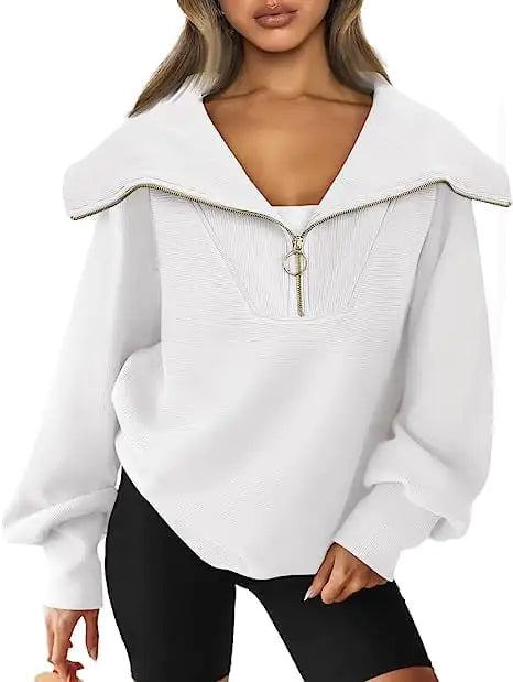 Women's Plus Size Half Zip Pullover Sweater