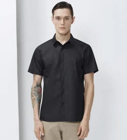Camisa de Manga Corta para Hombre, Camisa Resistente a Manchas de Manga Larga