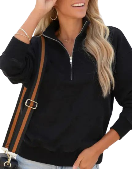 Long Sleeve Zip Up Lapel Sweater