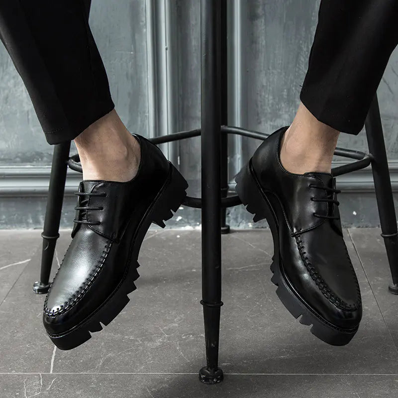 Zapatos de Hombre Británicos con Plataforma y Punta Afilada