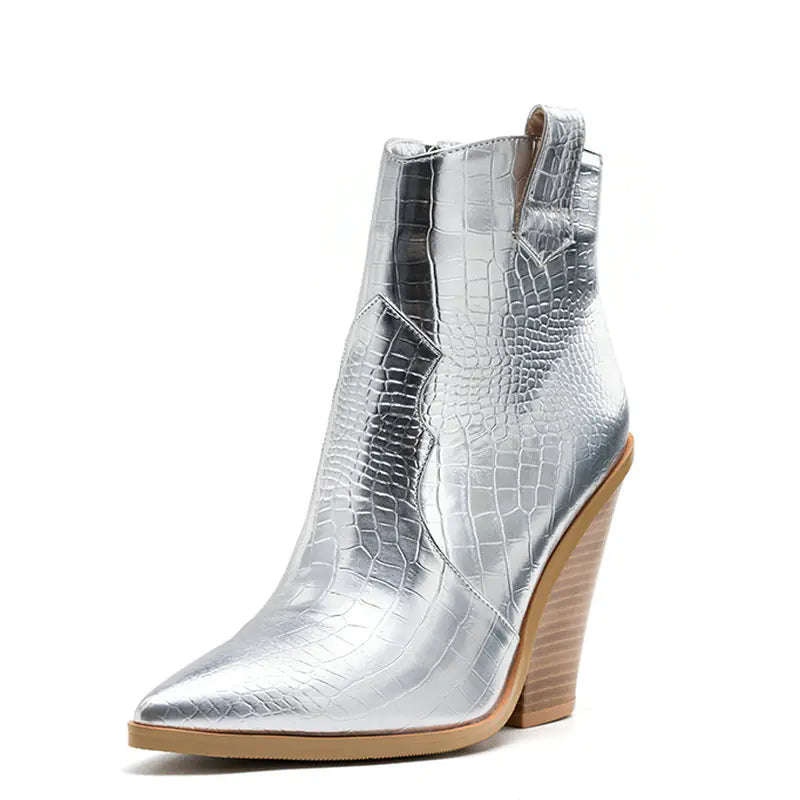 Botas de Algodón con Estampado de Serpiente para Damas