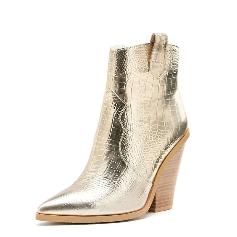 Botas de Algodón con Estampado de Serpiente para Damas