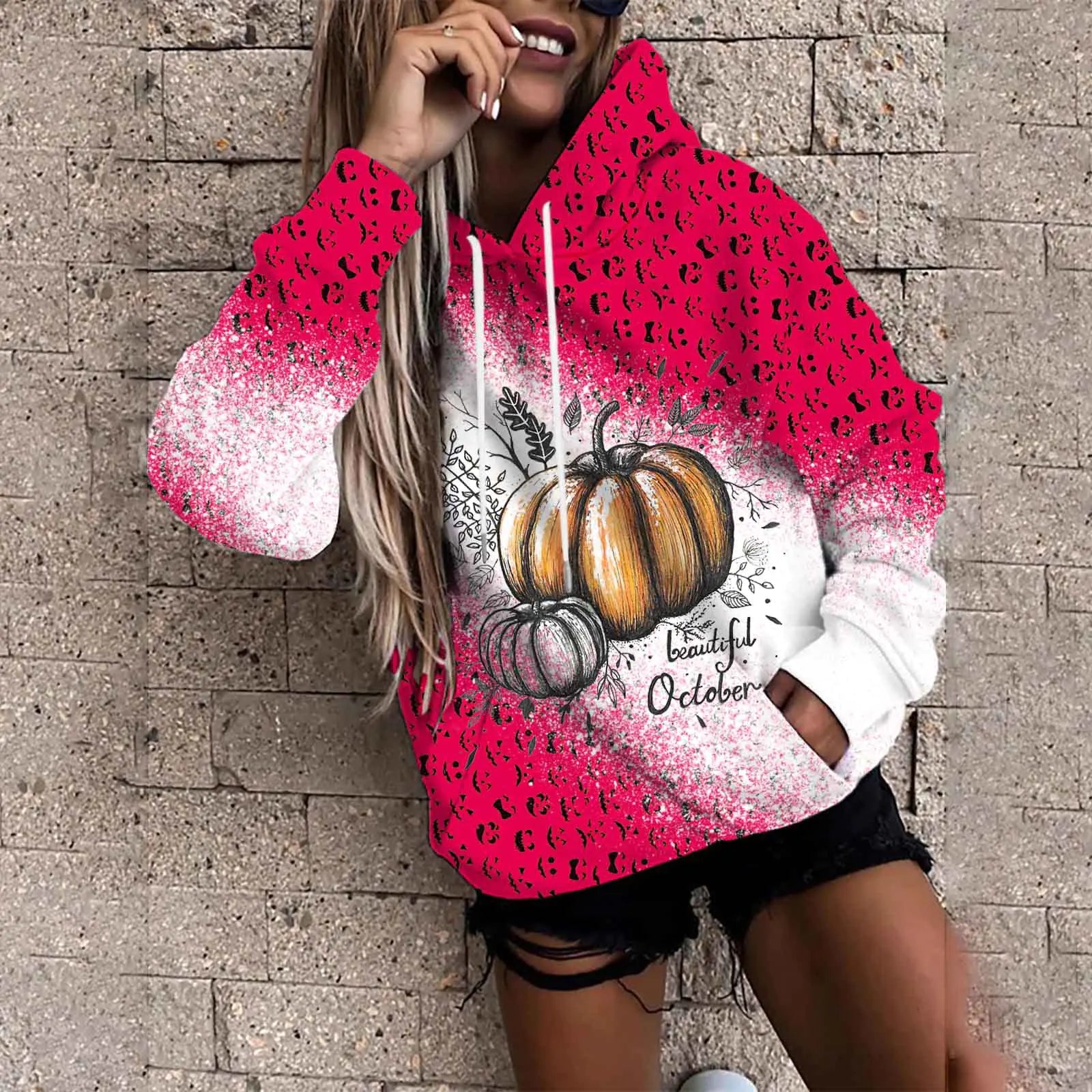 Suéter Acolchado de Moda Femenina para Halloween