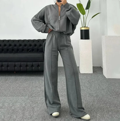 Conjunto de Suéter y Pantalones UrbanEase con Cierre Frontal