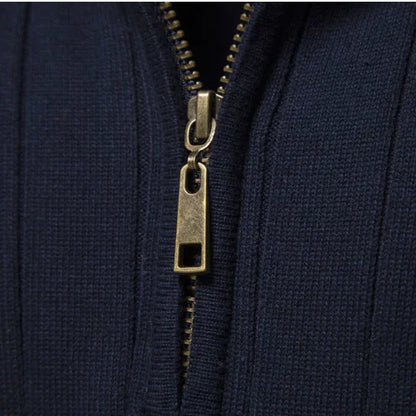 Suéter de Cuello Alto con Cremallera Media para Hombre en Color Sólido