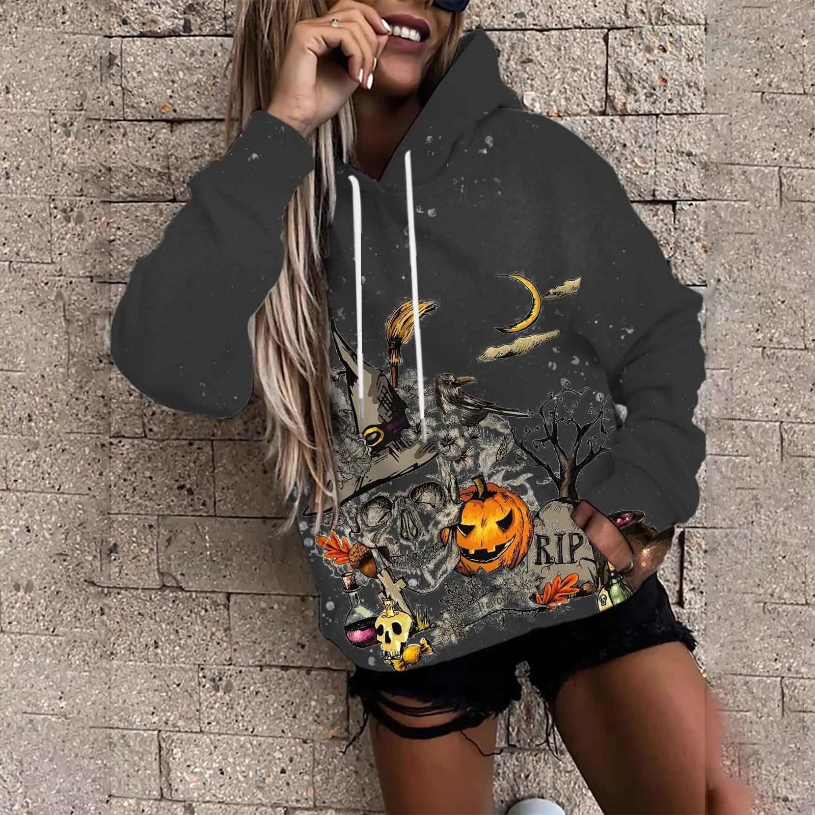 Suéter Acolchado de Moda Femenina para Halloween