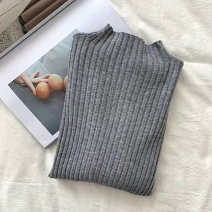 Women's Slim Fit Black Half-High Neck Knit Sweater