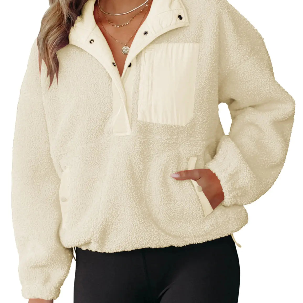 Sudadera Color Block con Cierre de Media Cremallera para Mujer