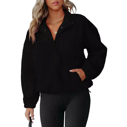 Sudadera Color Block con Cierre de Media Cremallera para Mujer