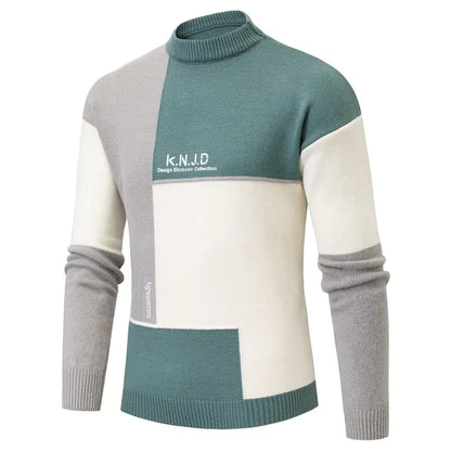 Men's Multi-Colored Half-Turtleneck Sweater