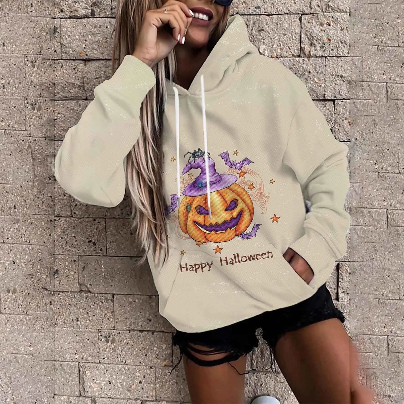 Suéter Acolchado de Moda Femenina para Halloween