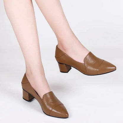Zapatos de Cuero de Tacón Alto y Punta Estilizada para Mujer