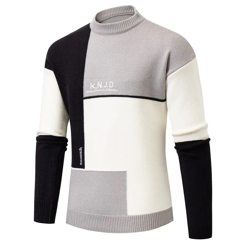 Men's Multi-Colored Half-Turtleneck Sweater