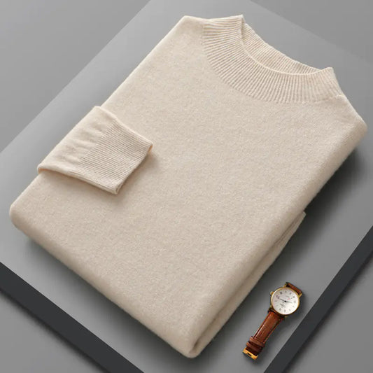 Suéter Casual de Cachemira con Medio Cuello de Tortuga para Hombre