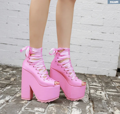 Zapatos de Tacón Alto con Cordones