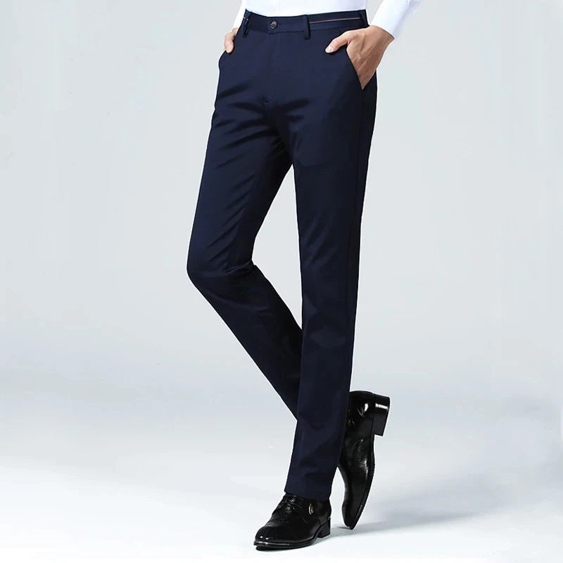 Pantalones largos y rectos de cintura