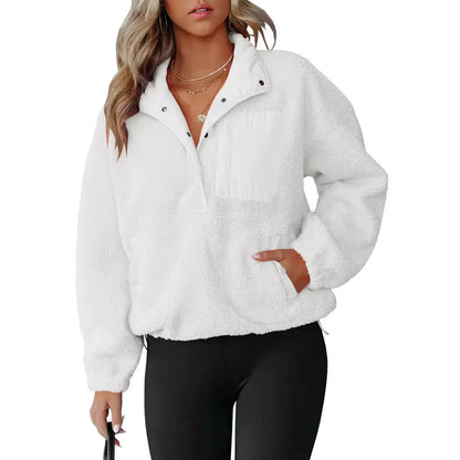 Sudadera Color Block con Cierre de Media Cremallera para Mujer