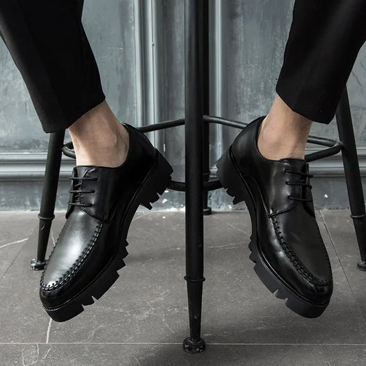 Zapatos de Hombre Británicos con Plataforma y Punta Afilada