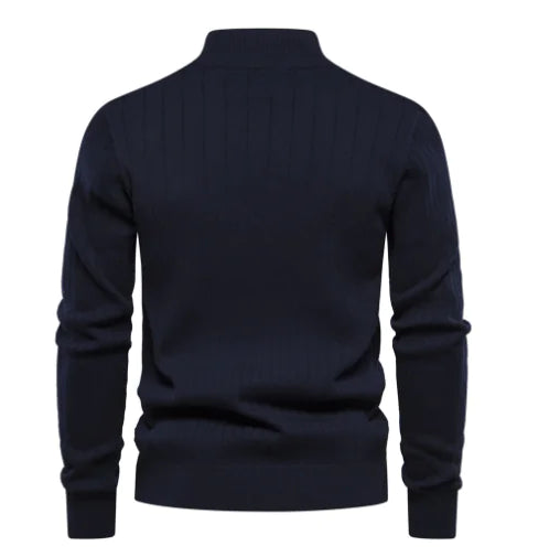 Suéter de Cuello Alto con Cremallera Media para Hombre en Color Sólido