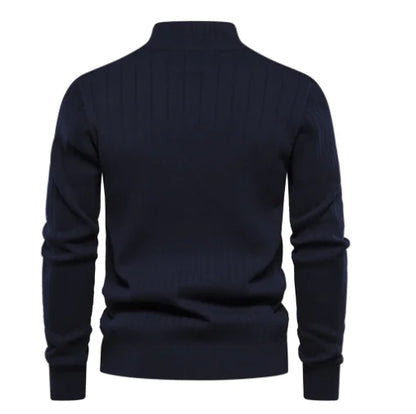 Suéter de Cuello Alto con Cremallera Media para Hombre en Color Sólido