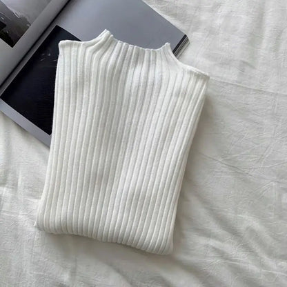 Women's Slim Fit Black Half-High Neck Knit Sweater