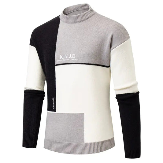Men's Multi-Colored Half-Turtleneck Sweater