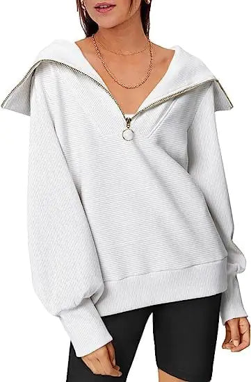 Suéter Pulóver de Media Cremallera y Talla Grande para Mujer