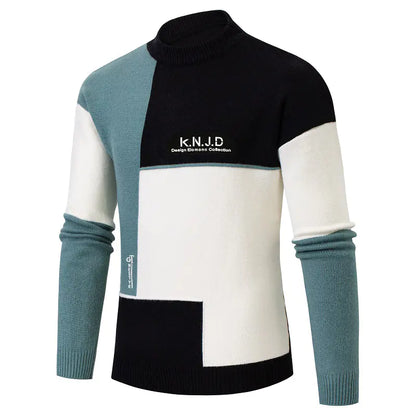 Men's Multi-Colored Half-Turtleneck Sweater