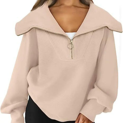Suéter Pulóver de Media Cremallera y Talla Grande para Mujer