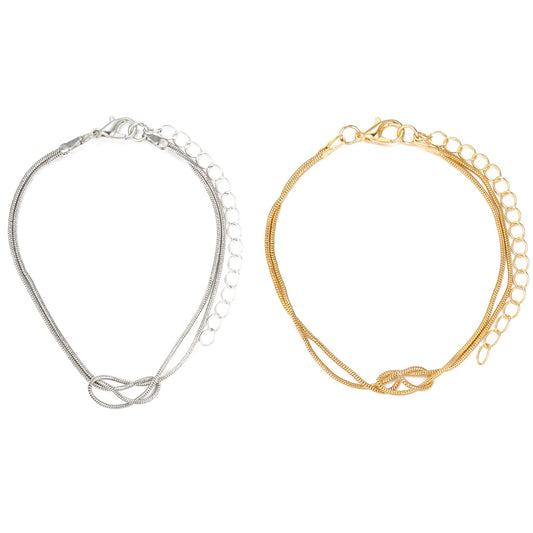 Pulseras para Parejas de Nudos en Oro y Plata