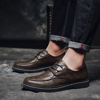 Zapatos de Cuero Pequeños para Hombre de Moda Británica Versátiles