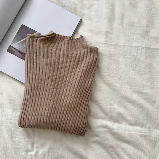 Women's Slim Fit Black Half-High Neck Knit Sweater
